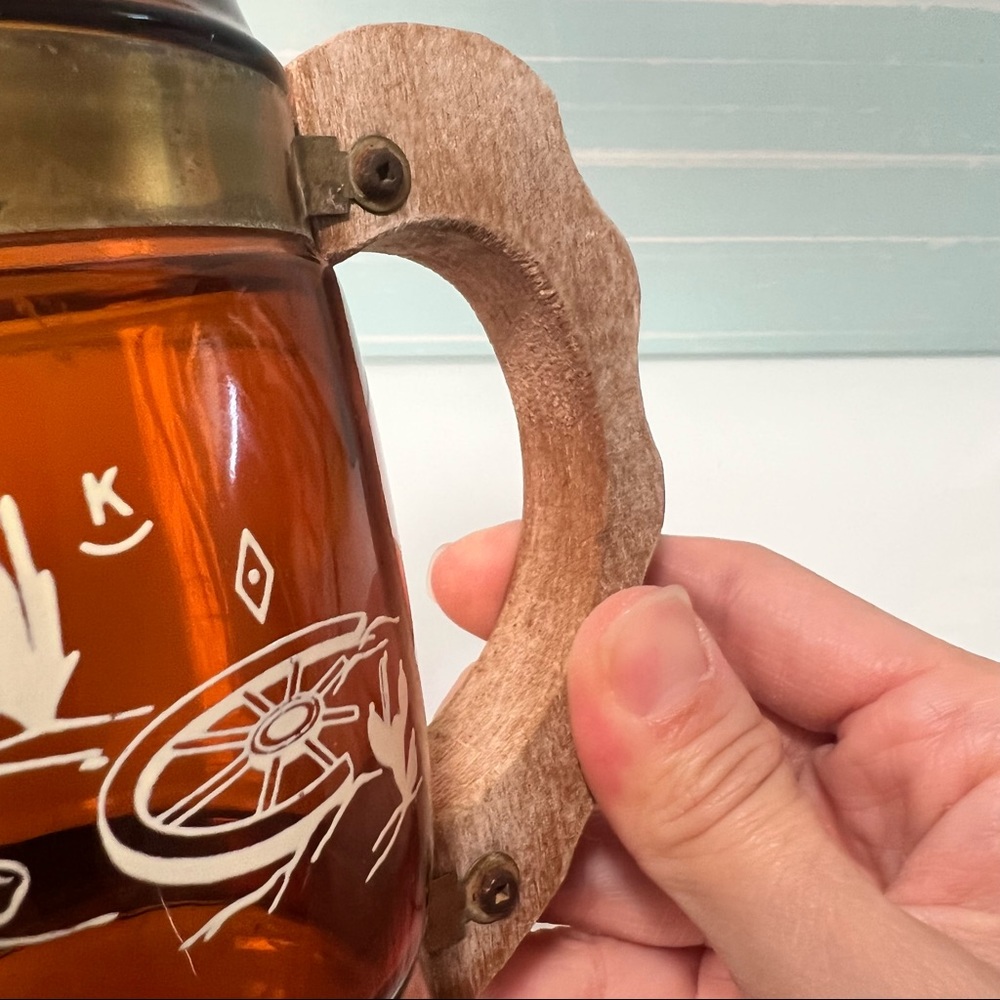 Vintage 1970 Western Siesta Ware Wood Handled Beer Mug Saddle Stirrups H… - Picture 6 of 11